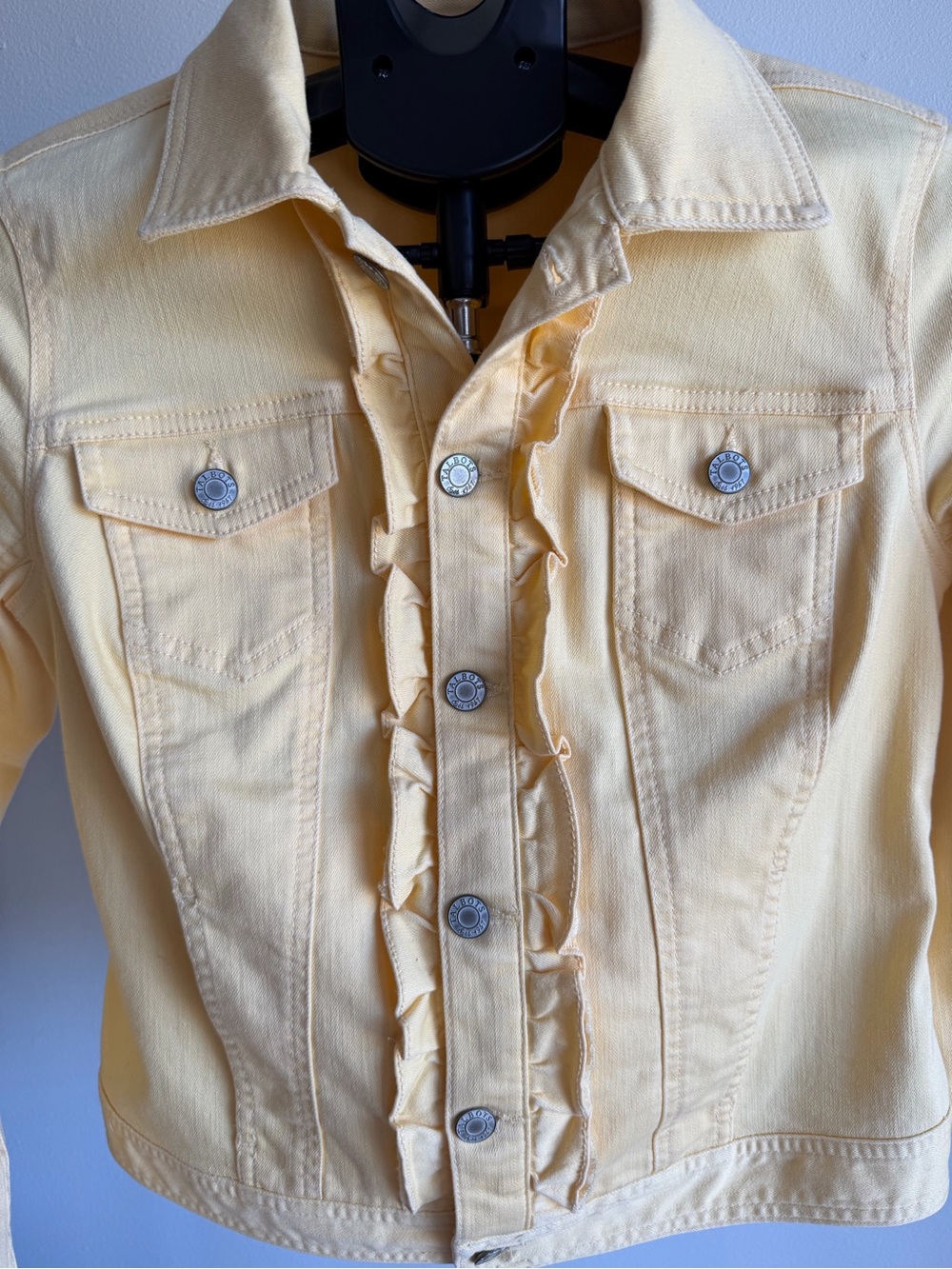 Talbots Pale Yellow Ruffle-Trim Jean Jacket - Picture 4 of 4